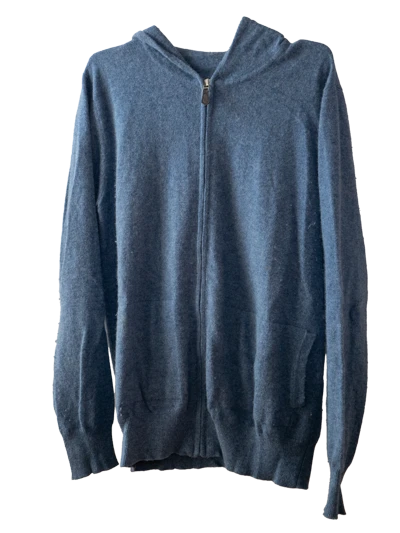 Blue Cashmere Zipped Hoodie